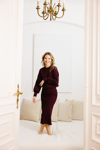 Dzianinowa spódnica midi Linea Merlot