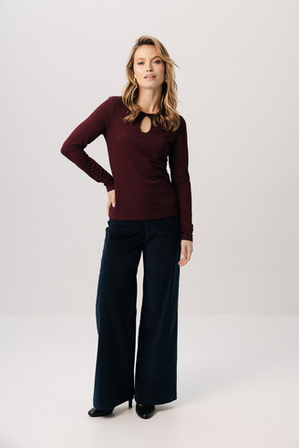 Granatowe spodnie sztruksowe Flare navy