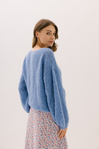 Niebieski kardigan wełniany JOLIE BLEU                