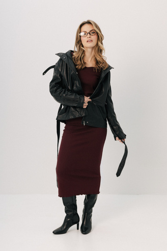 Dzianinowa spódnica midi Linea Merlot