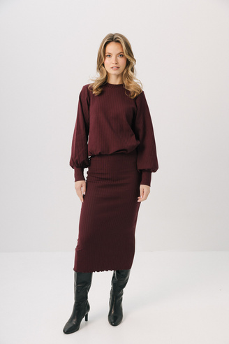 Dzianinowa spódnica midi Linea Merlot