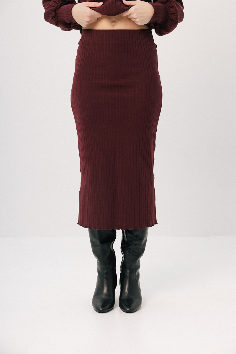 Dzianinowa spódnica midi Linea Merlot