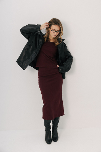 Dzianinowa spódnica midi Linea Merlot