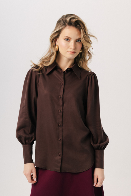 Czekoladowa damska koszula Camelia espresso