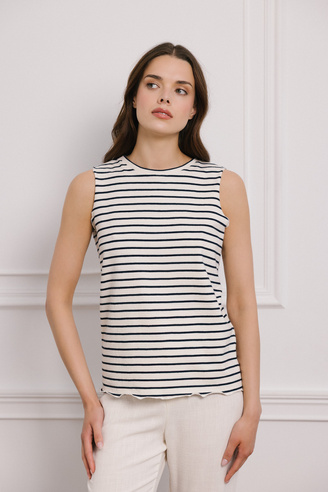 Top w paski Broderie