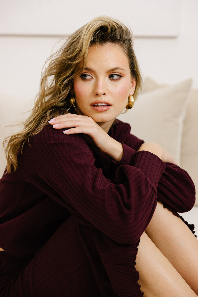 Dzianinowa spódnica midi Linea Merlot