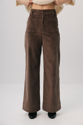 Sztruksowe spodnie Flare mocca